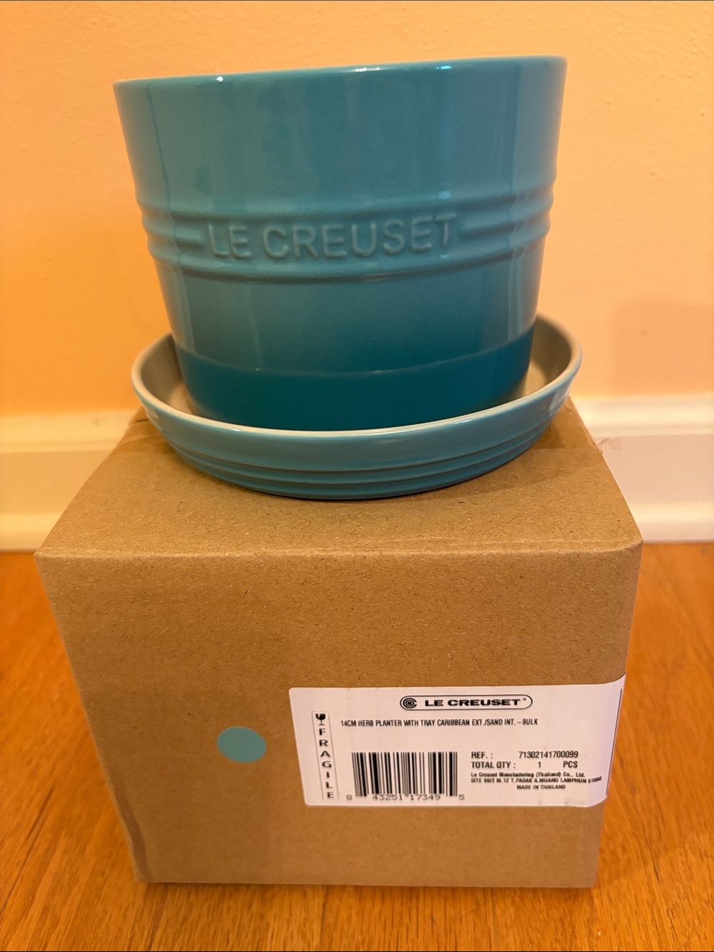 Le Creuset 14cm Herb Planter with Tray, Caribbean
